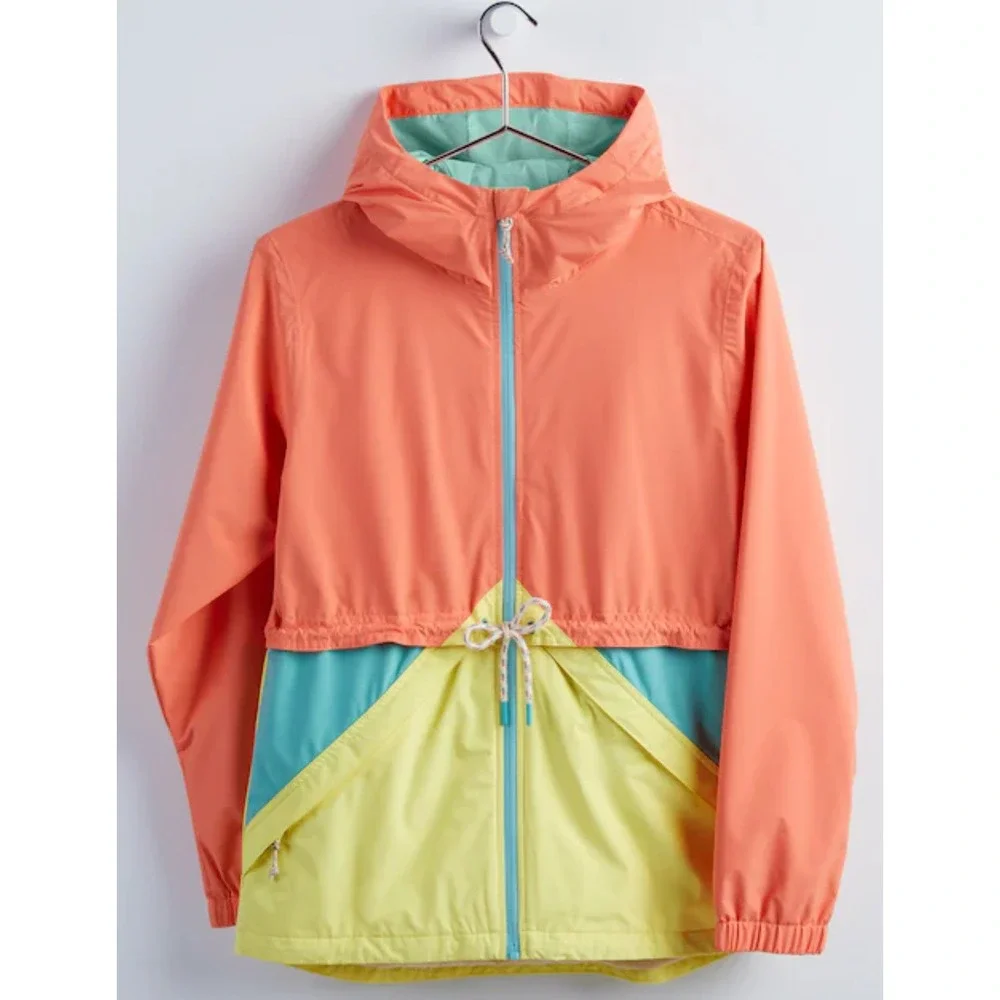 Burton Narraway Jacket Womens Small Colorblock Hooded Windbreaker Full Zip